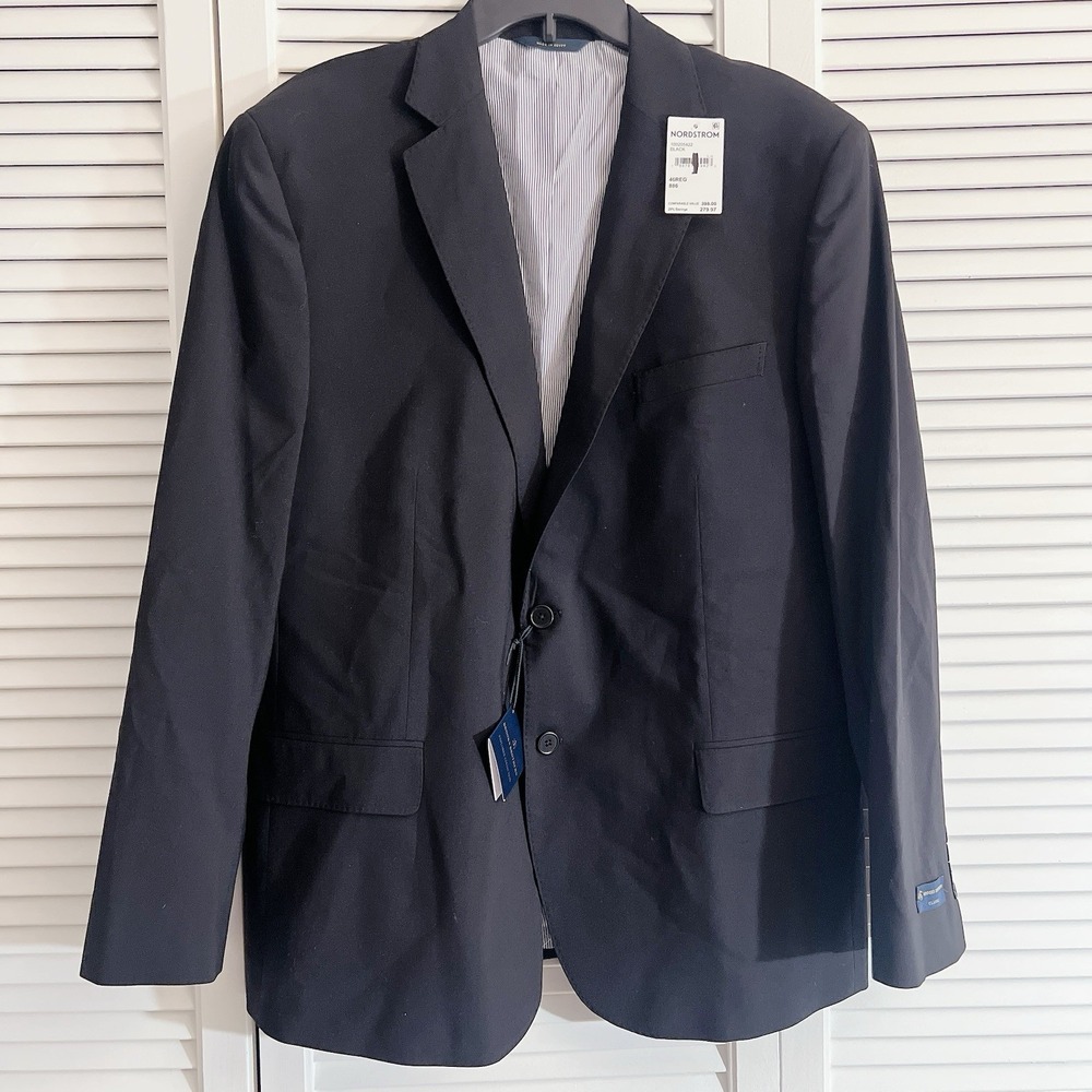 Brooks Brothers Men's Classic Fit Wool Blend Suit Jacket 46R Black $498